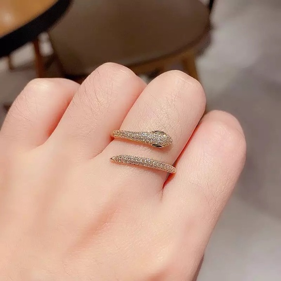 925 Sterling Silver Snake Adjustable Ring - Picture 5 of 7